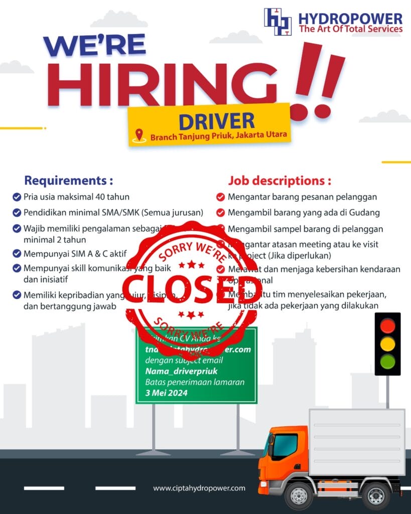 loker driver tanjung priuk closed