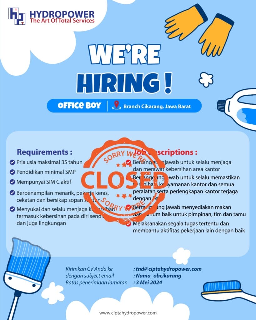 loker office boy cikarang closed